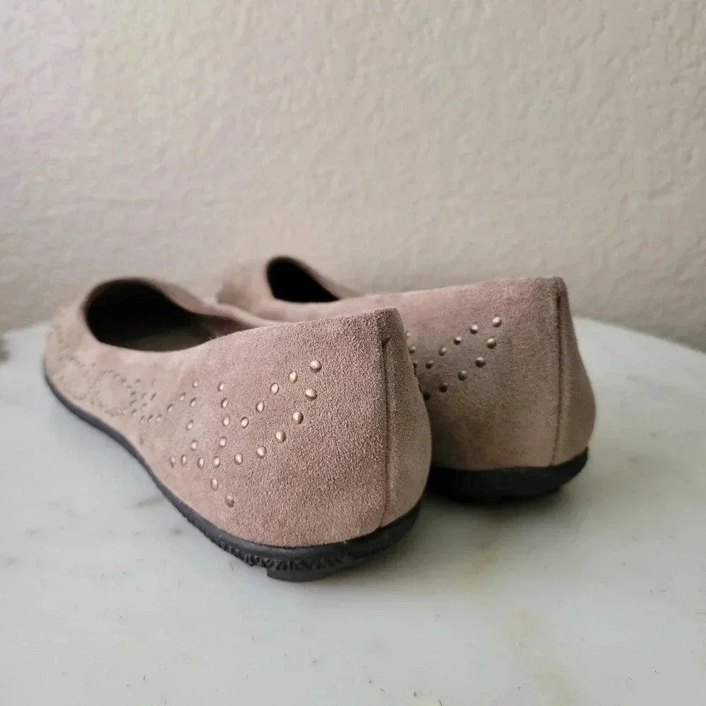 Vaneli Brown Studded Flats Rubber Sole 9